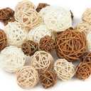 27 Pcs Rattan Balls Decorative Balls with Natural Woven Texture, Wicker Orbs for Vase Fillers, Decorative Balls for Bowls,Table Decor, Wedding Party Decoration (Chocolate/White)