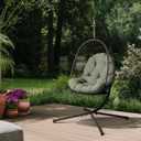 ARDEN earthFIBER Plush Indoor / Outdoor Egg Chair Cushion, 34 x 49, Water Repellent, Fade Resistant, Tufted for Comfort Sage Green Texture