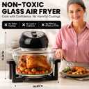 Granitestone 16 Qt Large Glass Air Fryer Non Toxic, Black | PFOA PTFE BPA Free, Large Family Sized Airfryer Cooker with 3 Cooking Sections, No Preheat, Self Cleaning, Dishwasher Safe