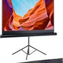 Pyle 60 Inch Portable Projector Screen with Tripod Stand Fold Out Roll Up, HD Premium 16:9 Aspect Ratio, Matte Viewing Surface for Indoor and Outdoor Use, Perfect for Home, Office and Presentations