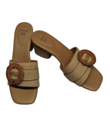 Women's Braided High Heel Sandals - Slip-On Summer Shoes with Block Heel, Dopamine Style Beach Wedding Sandals for Women, Size 8.5 