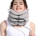 Neck Stretcher with Neck Brace,Cervical Traction Neck Device,Neck Relief Tool,Adjustable Inflatable Cervical Brace,Home Use Neck Decompression New Technology Breathable Fabric Washable&Colorfast(Gray)