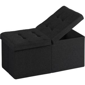 30-INCH Storage Ottoman Bench, Footrest with Storage, End of Bed Bench Coffee Table for Living Room, Bedroom, Entryway, Black