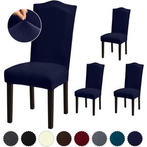 Stretch Dining Chair Covers Set of 4, Removable Washable Slipcovers for Dining Room, Hotel, Ceremony (XLarge-4 Pcs, .Navy Blue)