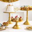 HBlife 3 PCS Gold Cake Stand Set (8"/10"/12" Plate) for 6-10 Inch Cakes, Dessert Table Display Set, Cupcake Stand for Party, Wedding, Birthday, Baby Shower, Anniversary (Metal)