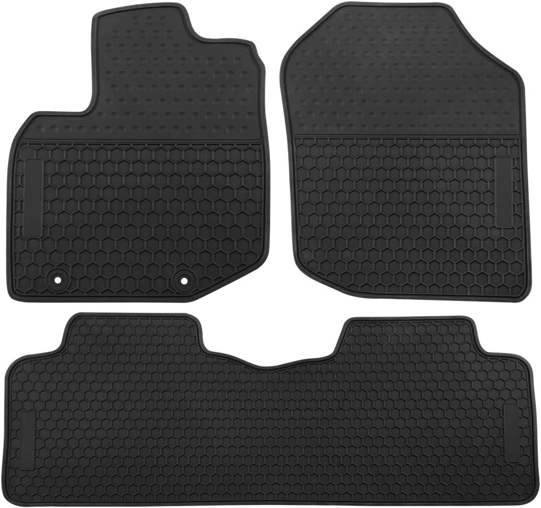 Car Floor Mats Custom Fit for Honda Fit 2009-2013 Black Rubber All Weather Protection Auto Floor Liners Heavy Duty Odorless