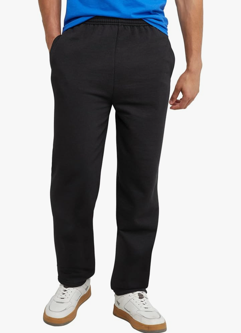Hanes Men's EcoSmart Open Leg Pant with Pockets, black, L