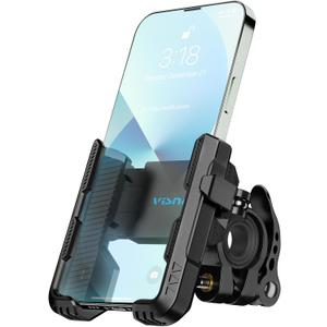 New Upgraded Bike Phone Mount Holder Two Connectors Quickly Lock and Release,360Rotatable Bicycle Motorcycle Scooter Accessories Handlebar Phone Clip for 4.0"-7.0" Smartphone (Black)