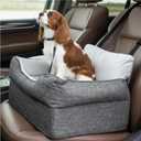 Avont Dog Car Booster Seat for Small/Medium Dogs Under 30 lbs, Elevated Puppy Carseat, Front Seat Pet Car Bed -Grey