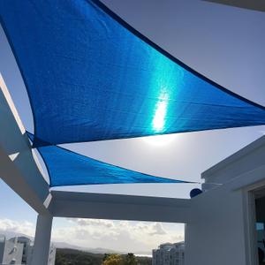 SUNNY GUARD Sun Shade Sail 13' x 13' x 18.5' Triangle Blue UV Block Sunshade for Backyard Yard Deck Patio Garden Outdoor Activities and Facility(We Make Custom Size)