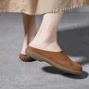 Women's Genuine Leather Rubber-Soled Non-Slip Mules, Casual Soft Leather Flat Slingback Comfory Half Loafers Causal Slippers for Work Walking (5, Brown)