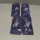 Personalized Initial Fingertip Towels 4 Pack 11x18 - White Embroidery on Navy Blue Towel, Modern Monogrammed Towels, Great Personalized Initial Gift for Women, Teachers, Friends, Bridesmaids Initial M