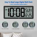 WallarGe 14.5'' Large Digital Wall Clock Battery Operated with Jumbo Numbers, Temperature and Date - Easy to Read and Set, Auto DST