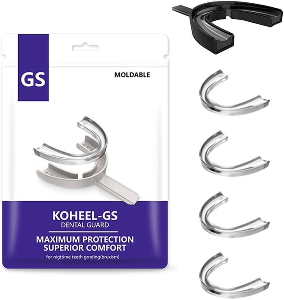 KOHEEL GS Mouth Guard with Forming Tray, Moldable and Easy to Use Dental Guard, Stops Bruxism Night Guard, 5 Count (Black, Large Size)