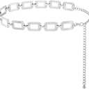 FIORETTO Chain Belts for Women Fashion Metal Waist Chain Chunky Belts for Dresses Jeans (Fit Waist up to 36", Silver)