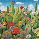 Cactus Landscape Puzzles for Adults 1000 Pieces, Nature Flower Plant Jigsaw Puzzles, Succulent Bird Desert Puzzles