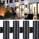 Outdoor Lights Wall Mount, Modern Cylinder Exterior Wall Light Fixtures, Matte Black up and Down Porch Lights Waterproof Wall Sconce Outside Lights for House 4 Pack