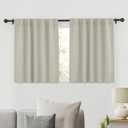 RYB HOME Blackout Curtains for Kitchen, Privacy Thermal Insulating Small Winow Curtain Shades for Classroom Bathroom Nursery Bedroom Cafe, W 34 x L 36, Natural, 2 Panels