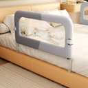 Bed Guard Rail for Toddlers - 47 inches Lift Foldable Toddler Bed Rails for Kids - Safety Baby Bed Rail Guard with Reinforced - Great Fit for Kids Twin Double, Full Size, Queen, King Size