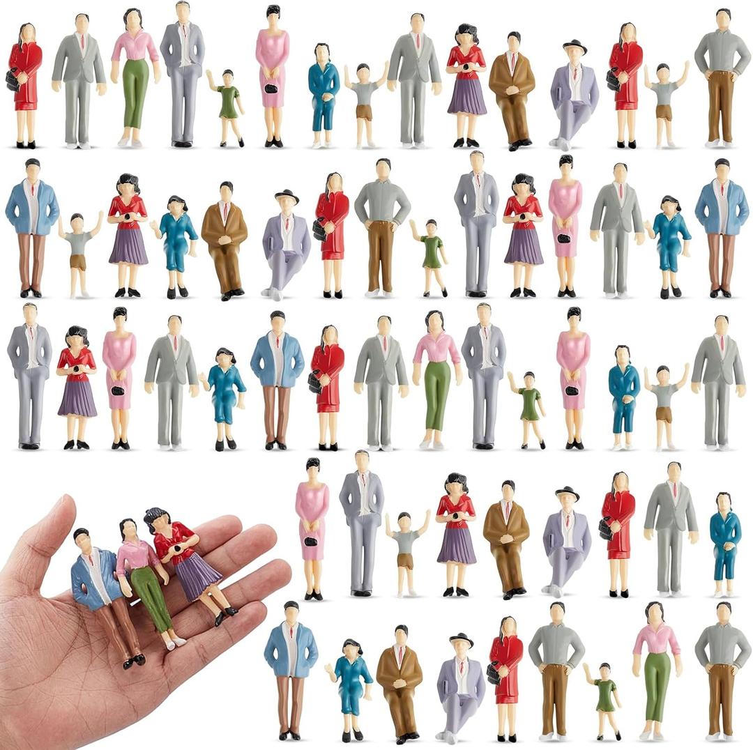 Namalu 98 Pcs 1: 25 Scale Miniature People Figurines Tiny Painted Model Train People Mini Architectural Plastic Small Dollhouse Figures for Projects Diorama Village