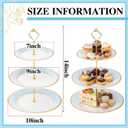 CHENGU 3 Tier Cupcake Stand Blue Ceramic with Gold Frame, 10" 9" 7" Dessert Tower for Baby Shower Birthday Wedding Tea Party, Tiered Cake Holder Display for Cupcakes Pastries Fruits