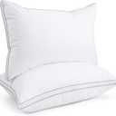 viewstar Bed Pillows Set of 2, Hotel Quality Cooling Down Alternative Gusseted Pillows for Side, Back, or Stomach Sleepers, White, 19" x 28"