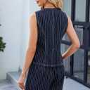 Denim Vest Women Jean Vest Tops Button Down Sleeveless Denim Tank Tops Crew Neck Summer Trendy Waistcoat with Pockets (Large, 03-blue Striped)