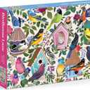 Galison Birdhouse Lane  1000 Piece Jigsaw Puzzle Featuring Beautiful Artwork of Birds and Birdhouses