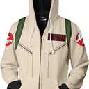 Mens Ghoul Hunter Hoodie Backpack Jacket Zip Up Hunter Coat Sweatshirt (M, Venkman)