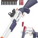 Toy Double Barrel Shotgun with Ejecting Shells - Foam Dart Blaster Including Ammunition Belt, 40 Darts, 12 Shells & Red Dot Sight - Realistic Reloading Action for Kids Aged 8-12
