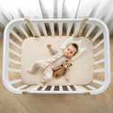 lulumoon Muslin Bassinet Sheets for Baby: Soft Bedside Sleeper Bassinet Fitted Sheets for Boys and Girls, Olive & Cream