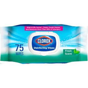 Clorox Disinfecting Wipes, Cleaning Wipes Flex Pack, Fresh Scent, 75 Count (Pack of 3)