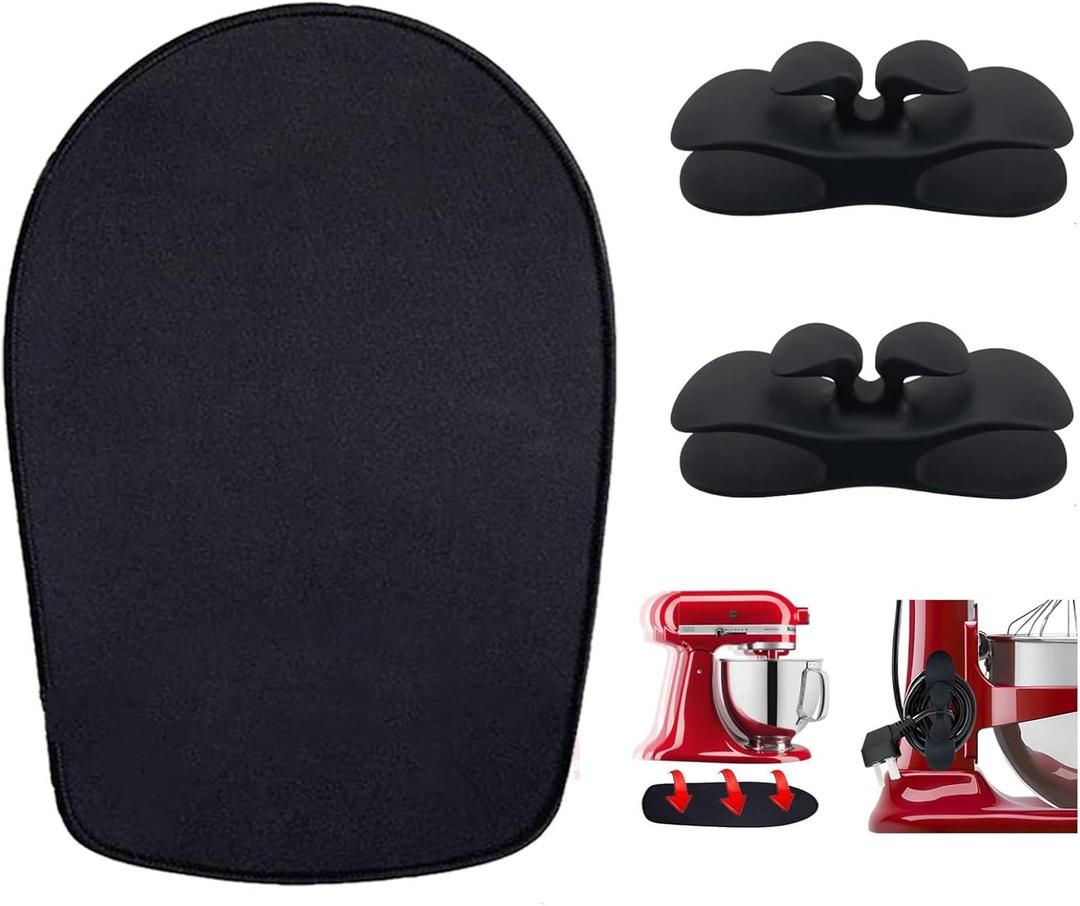 Sliding Mats for Kitchen aid Head Stand Mixer with 2 Black Kitchen Accessories,Mixer Mover Slider Mat Pad for Kitchenaid 4.5-5 Qt Tilt-Head Stand,Kitchen aid Mixers Accessories