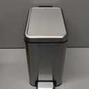 EKO Small Bathroom Trash Can with Lid Soft Close, Step Pedal, 6 Liter / 1.6 Gallon Stainless Steel Garbage Can with Removable Inner Bucket, Anti-Fingerprint Finish (Silver)