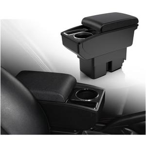 Armrest Box For Ford Fiesta 3 MK7 2011-2019 Double Layer Space With Cup Holder