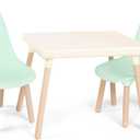 B. toys Table and Chair Set Furniture for Toddlers 1 Craft Table & 2 Chairs Natural Wooden Legs Mint 3+ Years