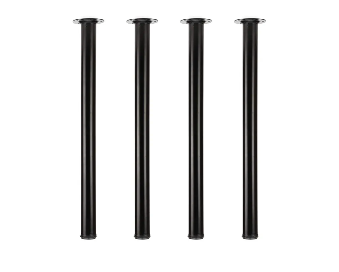 QLLY 28 inch Adjustable Metal Desk Legs, Office Table Furniture Leg Set, Set of 4 (Black)