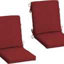Arden 2-Pack Outdoor Patio Dining Chair Cushion, 20x44, Rain-Proof Seat Pad, Fade-Resistant Outdoor Cushion Ruby Red Leala