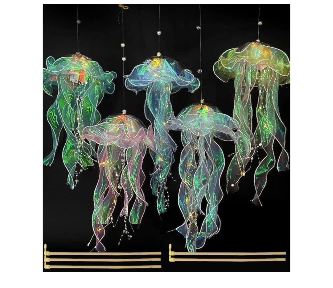 Jellyfish Light Hanging Decor - 18pcs Jellyfish Lamp Ceiling Decor for Under The Sea Party Decorations