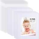 Egofine Pack of 25 White Pre-Cut Mat Board 11x14 Picture Mat for 8x10 Photo with White Core Bevel Cut Mattes Sets. Includes 25 High Premier Acid Free Mats & 25 Backing Board & 25 Clear Bags