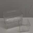 Set Of 2 Storage Organizer Bins Wall Mounted Shower Basket, Shower Caddy Stackable Clear Plastic Makeup Organizer Adhesive Hanging Bin for Bathroom, Kitchen, Cabinet, Pantry, BPA Free, Clear