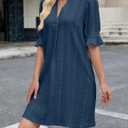 PerZeal Shirts Dress for Women V Neck Short Sleeves Casual Flowy Summer Beach Vacation Shifts (XXL)
