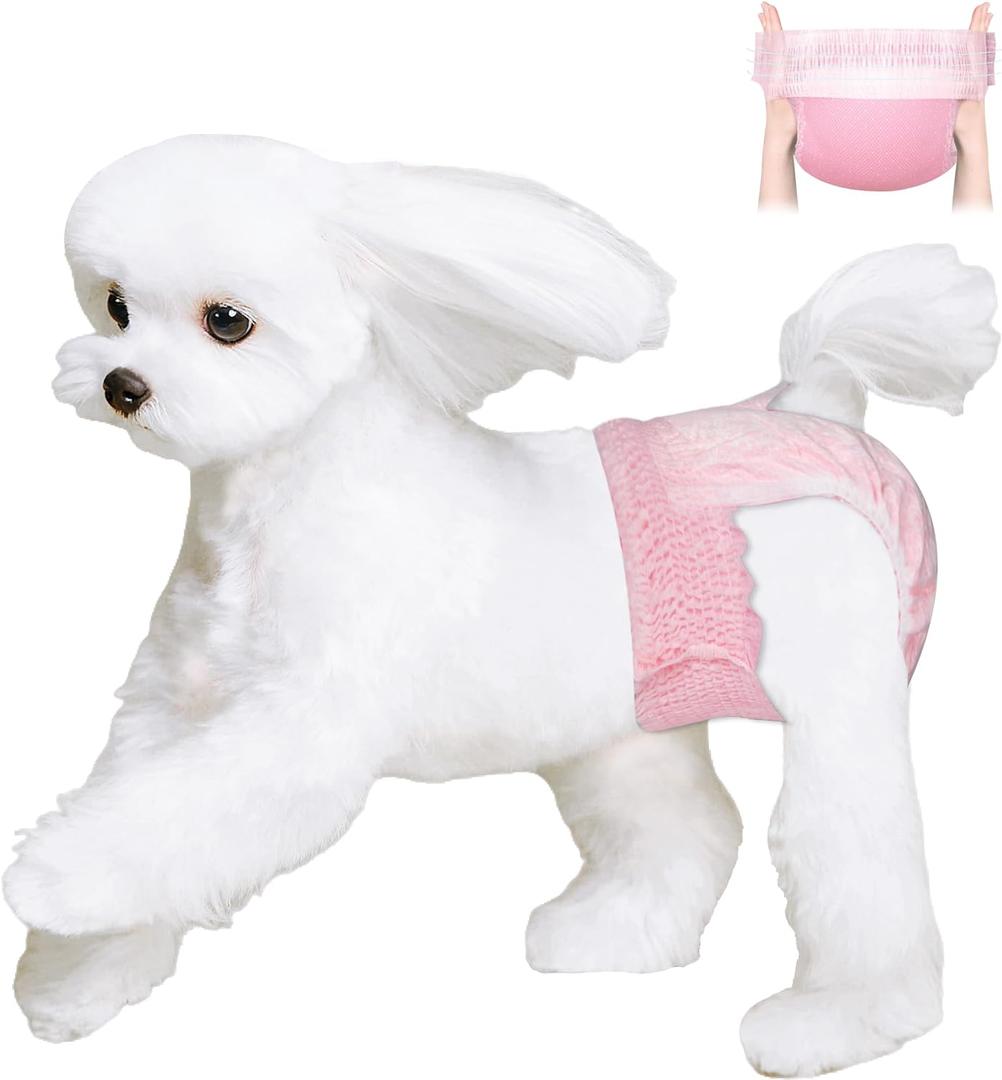 Ambreview Disposable Dog Diapers Female, Just Pull It Up, Doggie Diapers for Female Dogs, Strong Absorbency | Leak Proof, for Dogs in Heat | Elderly | Disabled, M 10 PCS (M(Waist 11.8"-19.7"))