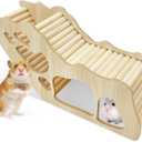 PINVNBY Hamster Climbing Ladder and Tunnel Hideout Wooden Hamster Climbing Toy Cage Decor Accessories for Gerbil Mice or Other Small Animals (Maze Tunnel)