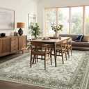 Neutral Beige Floral Area Rugs 6x9 Living Room, Taupe with Beige Tan Flower Design Low-Pile Washable Rugs for Bedroom Dining Room, Vintage Modern Farmhouse Boho Indoor Floor Carpet Kids Playroom