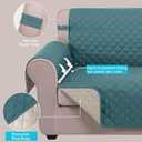 U-NICE HOME Loveseat Sofa Cover Reversible Couch Cover for Dogs with Elastic Straps Water Resistant Furniture Protector for Pets Couch Cover for 2 Cushion Couch (Loveseat, Blue/Beige)