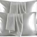 Bedsure Satin Pillowcase Standard Set of 4 - Silver Grey Silky Pillow Cases for Hair and Skin 20x26 Inches, Pillow Covers with Envelope Closure, Gifts for Women Men