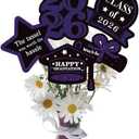 2 x 25 Pcs Purple and Black Class of 2026 Congrats Grad Table Centerpieces Congratulate Graduation Centerpiece Sticks for Graduation Party Decorations