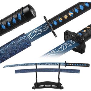 Hand-Forged Samurai Sword Carbon Steel Katana with Full Tang Structure, Traditional Style Practice Sword for Iaido Training, Collection & Home Display (Stand Excluded)