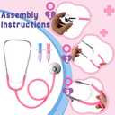 4 Pcs Kids Stethoscope with Syringe Toy Stethoscope Preschool Pretend Doctor Toys for Costume Kids Boys Girls Role Play Accessories, Pink Blue